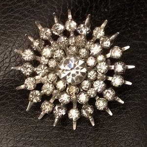 Vintage Clear Rhinestone Starburst Brooch